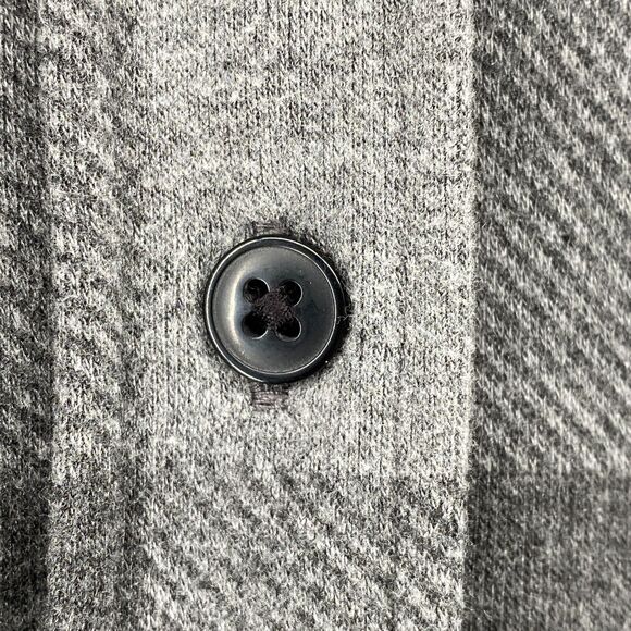 QUINCE Top M Sweater Fleece Shirt Buffalo Check Button Front Long Sleeve Gray - Picture 5 of 12
